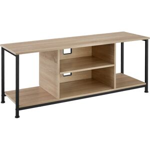 tectake TV-Regal mit 4 offenen Fächern und verstellbarem Einlegeboden - 120 cm, Industrial Holz hell, Eiche Sonoma