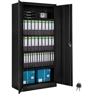 tectake Aktenschrank Blain mit 5 Böden 40x80x180cm - schwarz