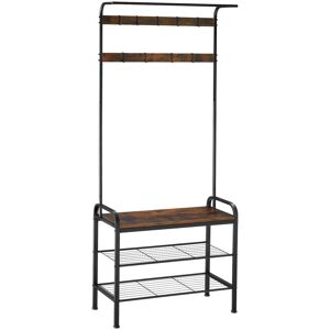 tectake Garderobe - 73,5x36x184cm, Industrial Holz dunkel, rustikal