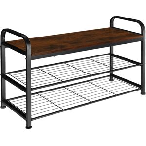 tectake Schuhregal Southampton 91x36x55cm - Industrial Holz dunkel, rustikal