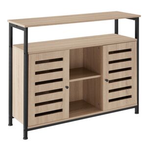 tectake Sideboard Warrington 100x37x82cm - Industrial Holz hell, Eiche Sonoma