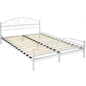 tectake Metallbett mit Lattenrost im romantischen Design - 200 x 140 cm, weiss/weiss