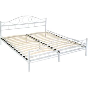 tectake Metallbett mit Lattenrost im romantischen Design - 200 x 180 cm, weiss/weiss