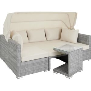 tectake Rattan Lounge mit Aluminiumgestell San Marino - hellgrau