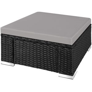 tectake Rattan Sitzhocker - schwarz/grau