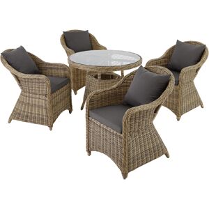 tectake Aluminium Rattan Sitzgruppe Zürich 4+1 - natur