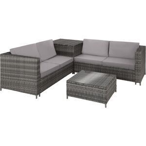 tectake Rattan Lounge Siena - grau/hellgrau