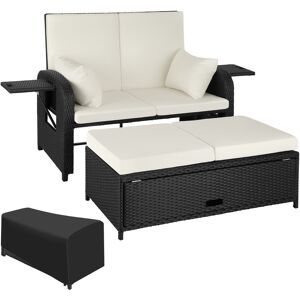 tectake Rattan Sofa mit Aluminiumgestell Kreta, inkl. Schutzhülle - schwarz