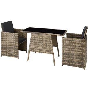 tectake Rattan Sitzgruppe Lausanne 2+1 - natur