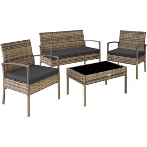 tectake Rattan Sitzgruppe Sparta 3+1 - natur