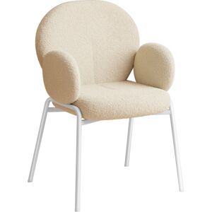 tectake Stuhl Scandi gepolstert, Bouclé-Stoff - creme