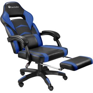 tectake Racing Bürostuhl Comodo mit Fussstütze - schwarz/blau