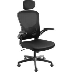 tectake Bürostuhl Arges ergonomisch mit verstellbarer Kopfstütze - schwarz