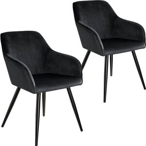 tectake 2er Set Stuhl Marilyn Samtoptik, schwarze Stuhlbeine - schwarz