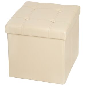 tectake Faltbarer Sitzwürfel aus Kunstleder mit Stauraum 38x38x38cm - beige