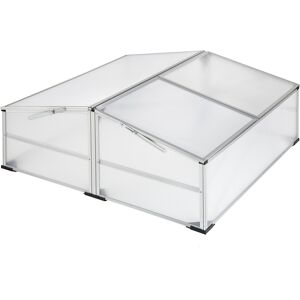 tectake Frühbeet aus Aluminium mit arretierbarem Dach - 102 x 102 x 41 / 31 cm