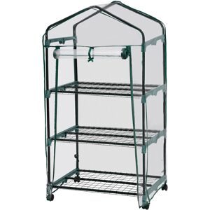 tectake Mobiles Foliengewächshaus mit 3 Ablagen 69x49x133cm - transparent