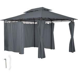 tectake Luxus Garten Pavillon Emine 4x3m mit 6 Seitenteilen - anthrazit