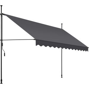 tectake Klemmmarkise mit Handkurbel, höhenverstellbar - 350 x 180 cm, schwarz/grau