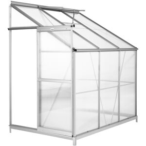 tectake Anlehngewächshaus aus Aluminium mit Fundament 192x128x202cm - transparent