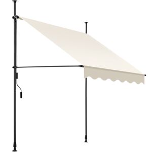 tectake Klemmmarkise mit Handkurbel, höhenverstellbar - 150 x 180 cm, beige