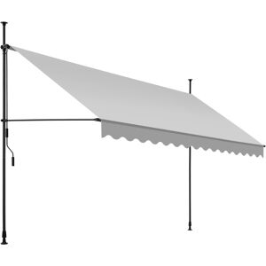 tectake Klemmmarkise mit Handkurbel, höhenverstellbar - 400 x 180 cm, hellgrau