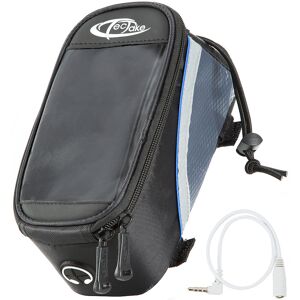 tectake Fahrradtasche mit Rahmen-Befestigung für Smartphones - 20 x 9,5 x 10 cm, schwarz/grau/blau