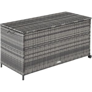 tectake Auflagenbox Kuusamo mit Aluminiumgestell und Rollen 297l, 117x54x64cm - grau