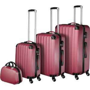 tectake Hartschalenkoffer und Beauty-Case Set 4-tlg. - weinrot