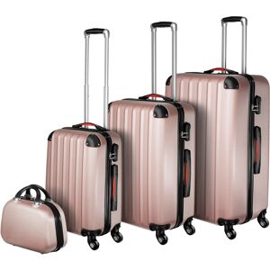 tectake Hartschalenkoffer und Beauty-Case Set 4-tlg. - roségold