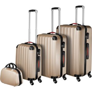 tectake Hartschalenkoffer und Beauty-Case Set 4-tlg. - champagner