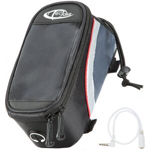 tectake Fahrradtasche mit Rahmen-Befestigung für Smartphones - 20 x 9,5 x 10 cm, schwarz/grau/rot