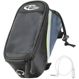 tectake Fahrradtasche mit Rahmen-Befestigung für Smartphones - 20 x 9,5 x 10 cm, schwarz/grau/grün