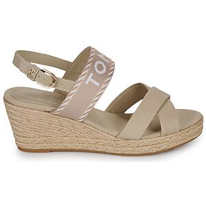 Tommy Hilfiger Sandalen Damen Seasonal Webbing Mid Wedge F Beige