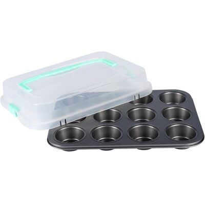 genialo Muffin-Backblech mit Transporthaube genialo Muffin-Backblech mit Transporthaube
