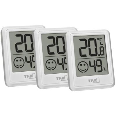 TFA Digitales Thermo-Hygrometer, 3er Set weiss TFA Digitales Thermo-Hygrometer, 3er Set weiss