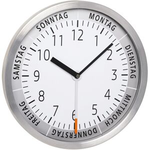 TFA Wanduhr mit Wochentagsanzeige weiss