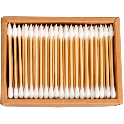 Wellys Bambus Wattestäbchen "Duo", 200 Stück beige weiss Wellys Bambus Wattestäbchen "Duo", 200 Stück beige weiss