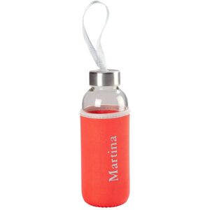 Glas-Trinkflasche personalisiert mit Namen rot unisex