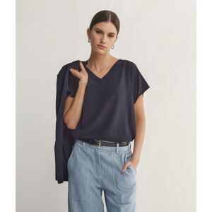 Falconeri T-Shirt Seide V-Ausschnitt Kimonoärmel Frau Marineblau Größe M
