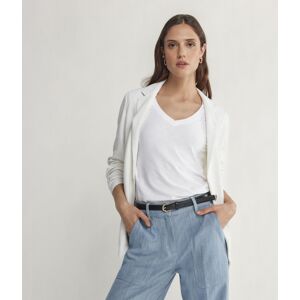 Falconeri T-Shirt mit kurzen Ärmeln und V-Ausschnitt aus Baumwolle Frau Weiß Größe L