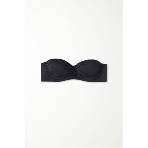 Tezenis Wattiertes Bandeau-Bikinioberteil mit Raffung, aus recycelter Mikrofaser Frau Schwarz Größe 75