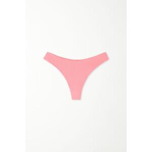 Tezenis Brazilian-Bikinislip mit hohem abgerundetem Beinausschnitt aus recycelter Mikrofaser mit Rippenmuster Frau Rosa Größe S