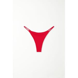 Tezenis Bikini-Stringtanga mit schmalem Seitenband im Tanga-Stil aus recycelter Mikrofaser mit Rippenmuster Frau Rot Größe XS