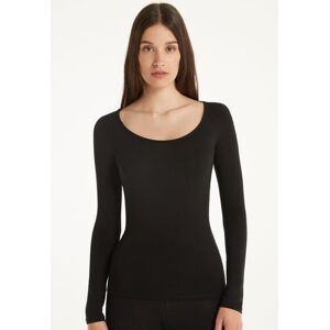 Tezenis Langarmshirt mit weitem Rundhalsausschnitt aus Viskose Frau Schwarz Größe S