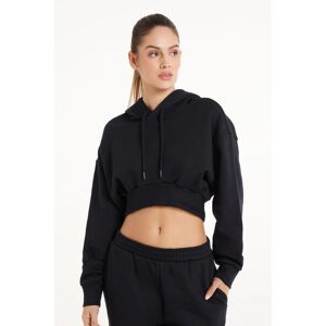 Tezenis Dickes Langarm-Sweatshirt mit Kapuze und überschnittener Schulter Frau Schwarz Größe S