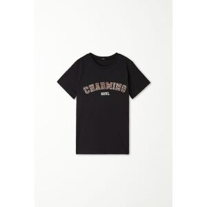 Tezenis T-Shirt aus Baumwolle mit Rundhalsausschnitt und Print Mädchen Schwarz Größe 12-13