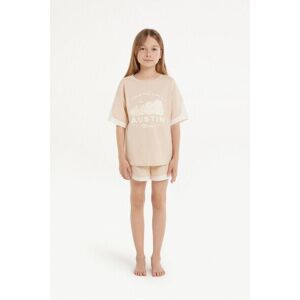Tezenis Kurzer Pyjama aus Baumwolle mit Texas-Print für Mädchen Mädchen Hautfarben Größe 8-9