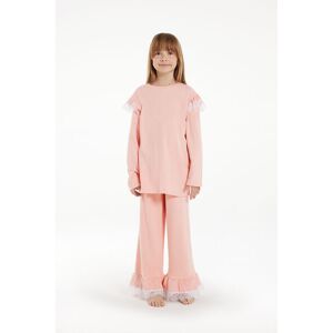 Tezenis Langer Pyjama aus kuschelweicher Viskose Mädchen Hellrosa Größe 6-7