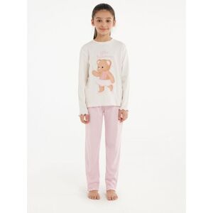 Tezenis Langer Mädchenpyjama aus schwerer Baumwolle und Ballerina-Print Mädchen Elfenbein Größe 12-13